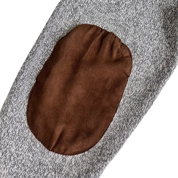 Chaps Henley Sweater Men's Large Gray Knit Pullover Ribbed Hem Elbow Patch Y2K - Picture 13 of 16